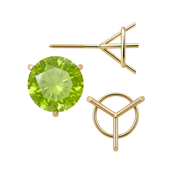 Round Three Prong Martini Earrings with Screw Post