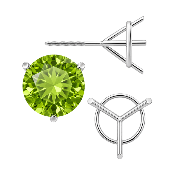 Round Three Prong Martini Earrings with Screw Post