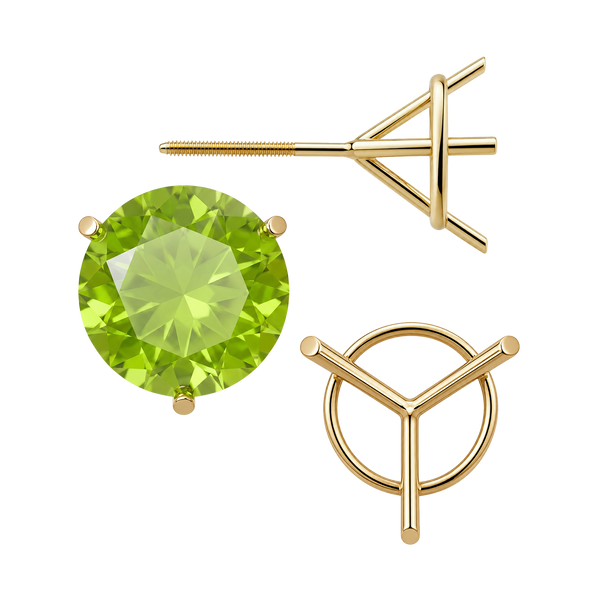 Round Three Prong Martini Earrings with Screw Post
