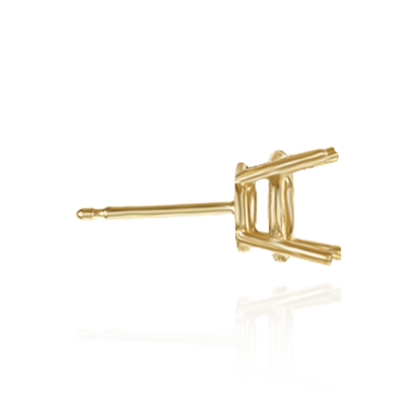 14K Gold, 18K Gold, Platinum Round Four Prong Standard Weight Basket Earrings with Push Post