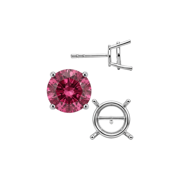 Round Four Prong Standard Weight Basket Earrings with Push Post