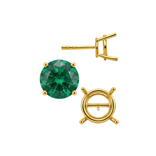 14K Gold, 18K Gold, Platinum Round Four Prong Standard Weight Basket Earrings with Push Post