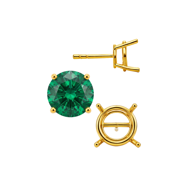 Round Four Prong Standard Weight Basket Earrings with Push Post