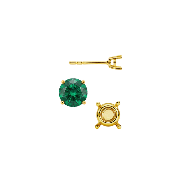 Round Four Prong Standard Weight Basket Earrings with Push Post