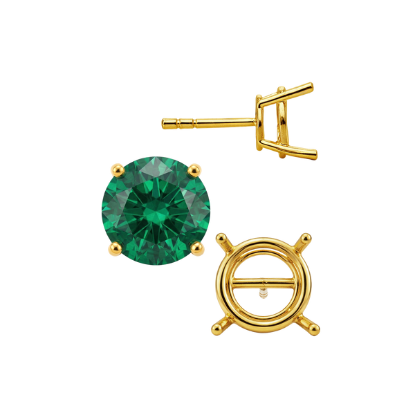 Round Four Prong Standard Weight Basket Earrings with Push Post