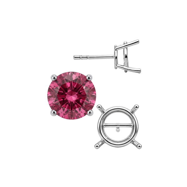 Round Four Prong Standard Weight Basket Earrings with Push Post