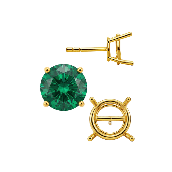 Round Four Prong Standard Weight Basket Earrings with Push Post