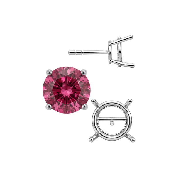 Round Four Prong Standard Weight Basket Earrings with Push Post