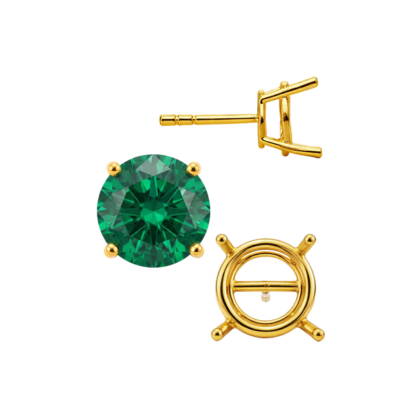 Round Four Prong Standard Weight Basket Earrings with Push Post