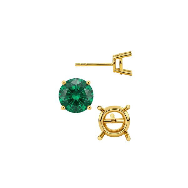 Round Four Prong Standard Weight Basket Earrings with Push Post