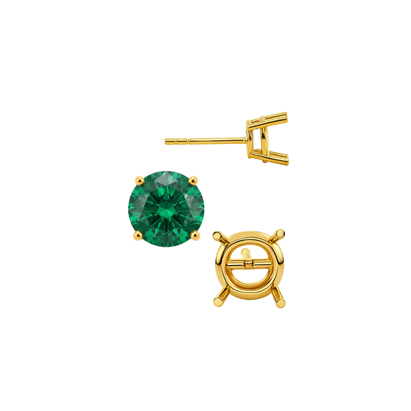 Round Four Prong Standard Weight Basket Earrings with Push Post