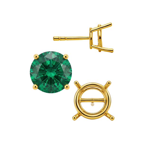 Round Four Prong Standard Weight Basket Earrings with Push Post