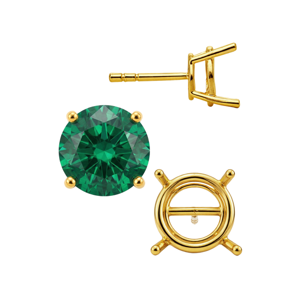 Round Four Prong Standard Weight Basket Earrings with Push Post