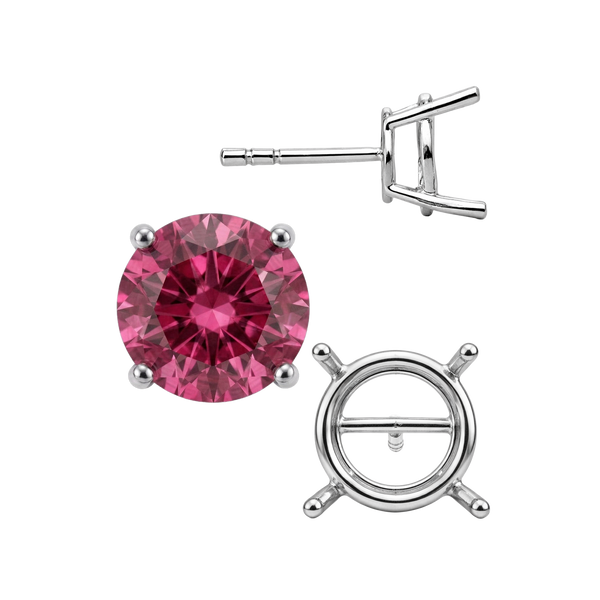 Round Four Prong Standard Weight Basket Earrings with Push Post