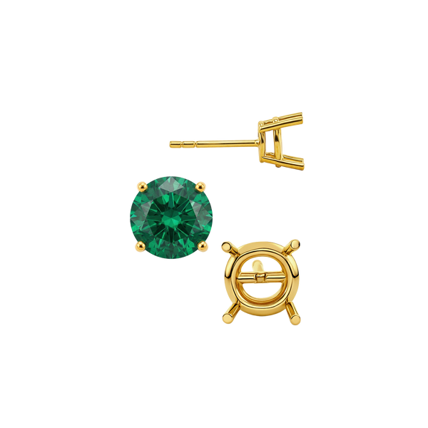 Round Four Prong Standard Weight Basket Earrings with Push Post