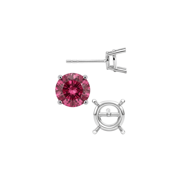 Round Four Prong Standard Weight Basket Earrings with Push Post