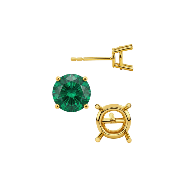 Round Four Prong Standard Weight Basket Earrings with Push Post