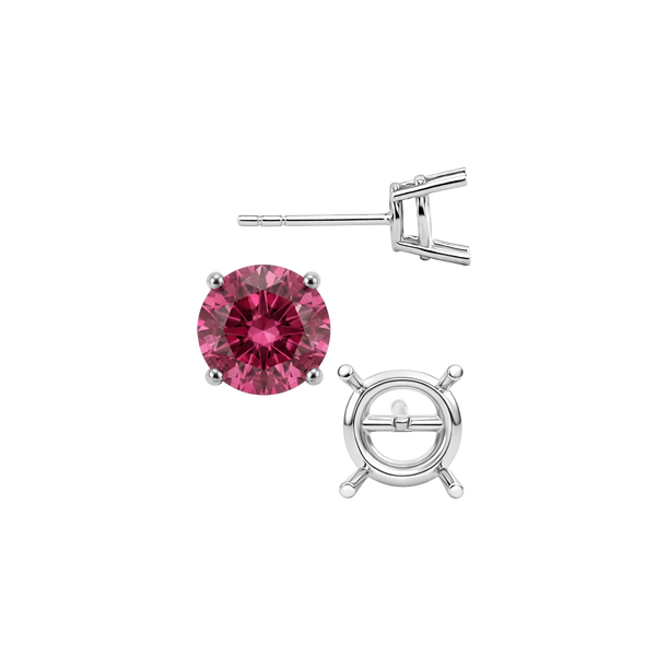Round Four Prong Standard Weight Basket Earrings with Push Post