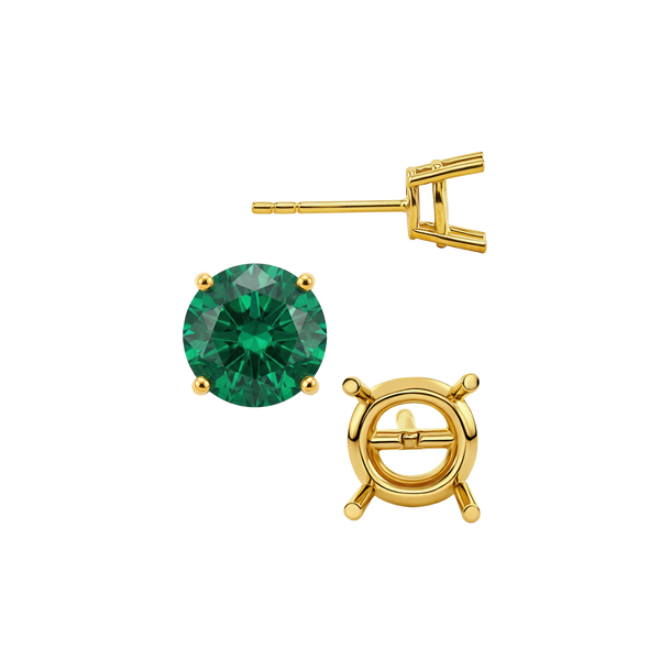 Round Four Prong Standard Weight Basket Earrings with Push Post