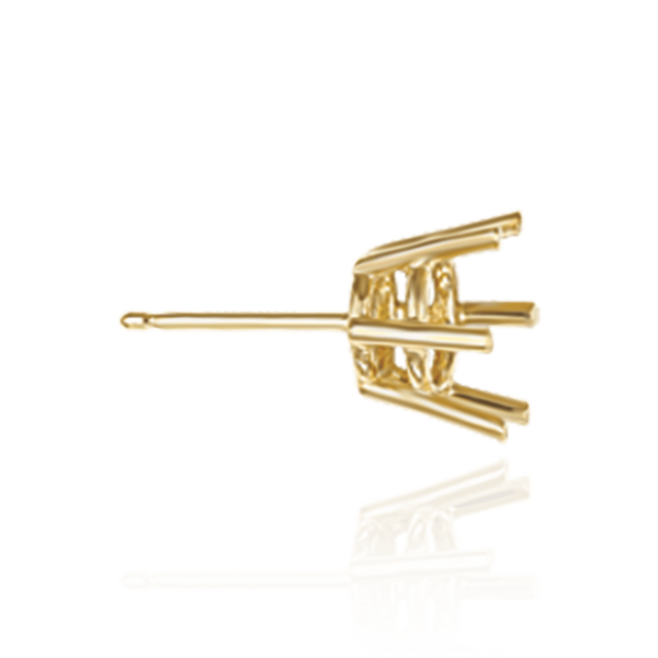 14K Gold Round Six Prong Basket Earrings with Push Post