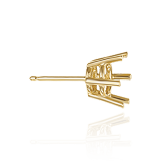 14K Gold Round Six Prong Basket Earrings with Push Post