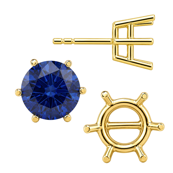 Round Six Prong Basket Earrings with Push Post