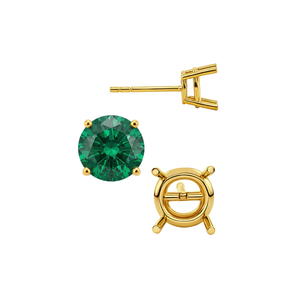 Round Four Prong Standard Weight Basket Earrings with Push Post