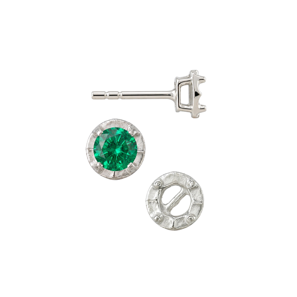 Round Four Prong Illusion Top Earrings with Push Post