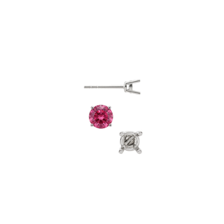 14K Gold, Sterling Silver Round Four Prong Medium Weight Basket Earrings with Push Post