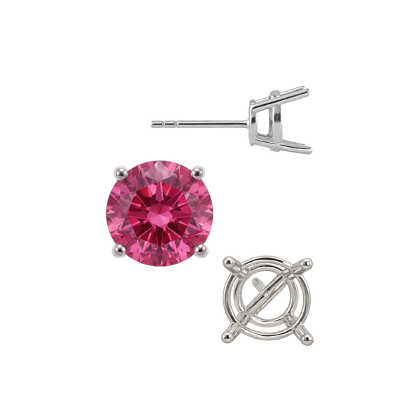 Round Four Prong Medium Weight Basket Earrings with Push Post