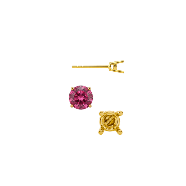 Round Four Prong Medium Weight Basket Earrings with Push Post