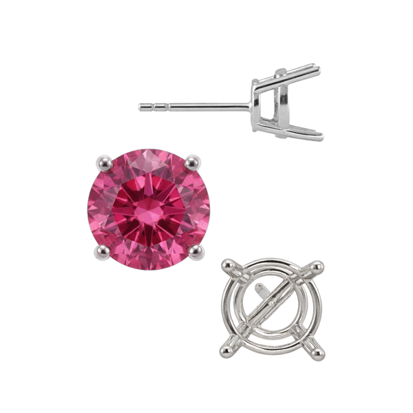 Round Four Prong Medium Weight Basket Earrings with Push Post