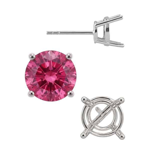 Round Four Prong Medium Weight Basket Earrings with Push Post