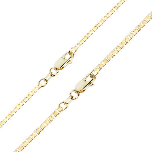 Finished Diamond Cut Venetian Box Necklace in 14K Yellow Gold (1.15 mm - 1.50 mm)