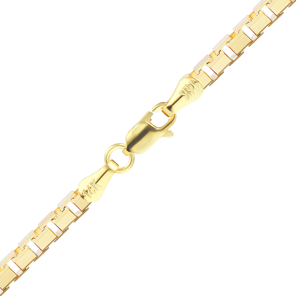 Finished Diamond Cut Venetian Box Anklet in 14K Yellow Gold (1.15 mm - 1.50 mm)