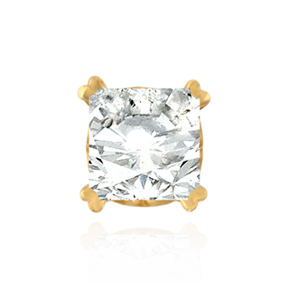 14K Gold Princess Double Prong Earrings with Heart Accent with Push Post