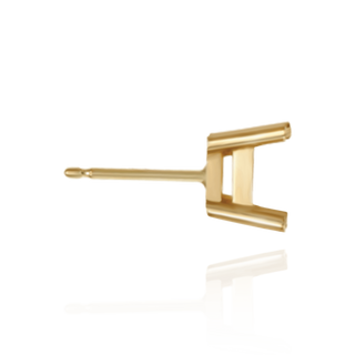 14K Gold, 18K Gold, Platinum, Sterling Silver Square Four Prong Flat Side Earrings with Push Post