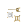 Square Four Prong Flat Side Earrings with Push Post