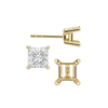 Square Four Prong Flat Side Earrings with Push Post