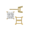 Square Four Prong Flat Side Earrings with Push Post