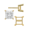 Square Four Prong Flat Side Earrings with Push Post