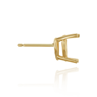 14K Gold Heart Shape Four Prong Basket Earrings with Push Post