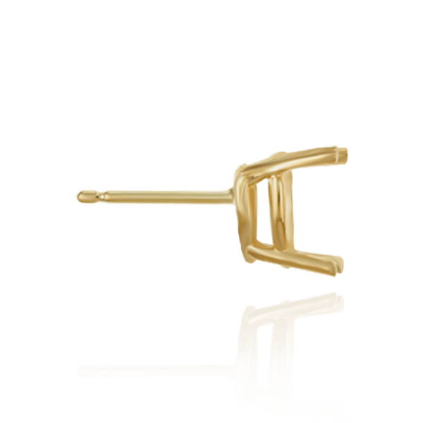 14K Gold Heart Shape Four Prong Basket Earrings with Push Post