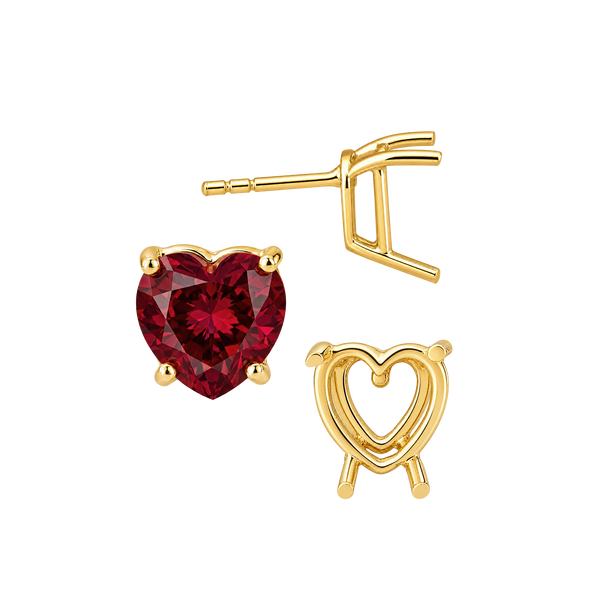 Heart Shape Four Prong Basket Earrings with Push Post