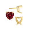 Heart Shape Four Prong Basket Earrings with Push Post