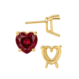 Heart Shape Four Prong Basket Earrings with Push Post