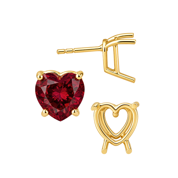 Heart Shape Four Prong Basket Earrings with Push Post
