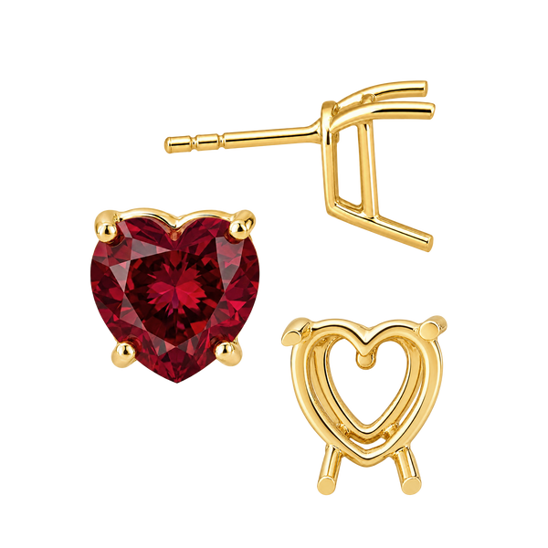 Heart Shape Four Prong Basket Earrings with Push Post