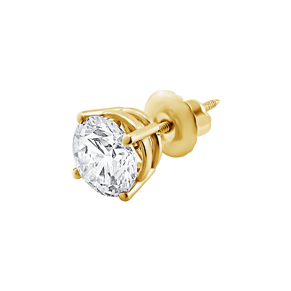 Round Four Prong Basket Earring with Lab Grown Diamonds in 14K Gold