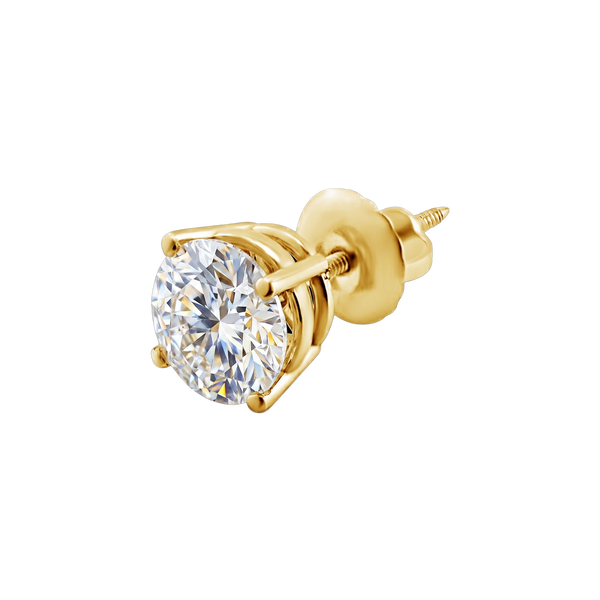 Round Four Prong Basket Earring with Lab Grown Diamonds in 14K Gold